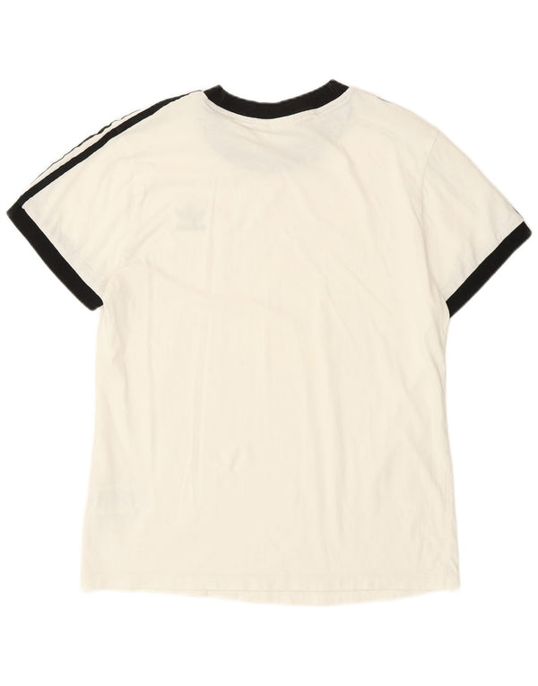 T-shirt da donna Adidas Top UK 10 piccola in cotone a righe bianche