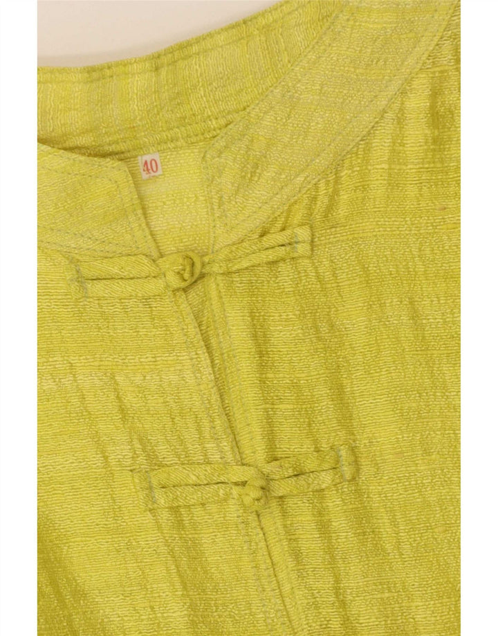 Camicetta camicia vintage da donna con maniche a 3/4 EU 40 a righe gialle medie