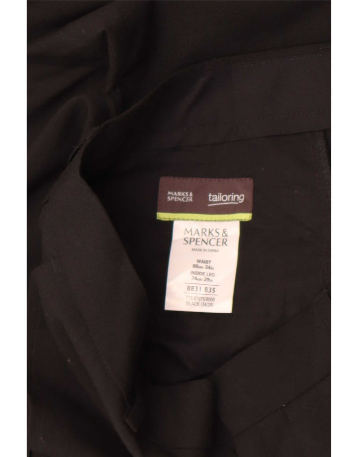 Pantaloni chino dritti da uomo Marks & Spencer W34 L29 poliestere nero