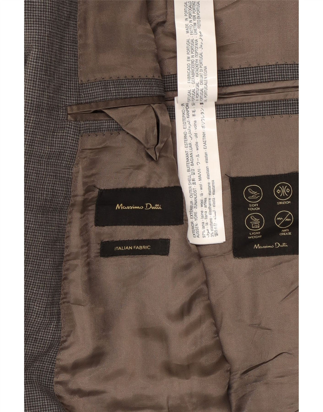 Giacca blazer da uomo a 2 bottoni Massimo Dutti US 46 XL lana a quadri grigia