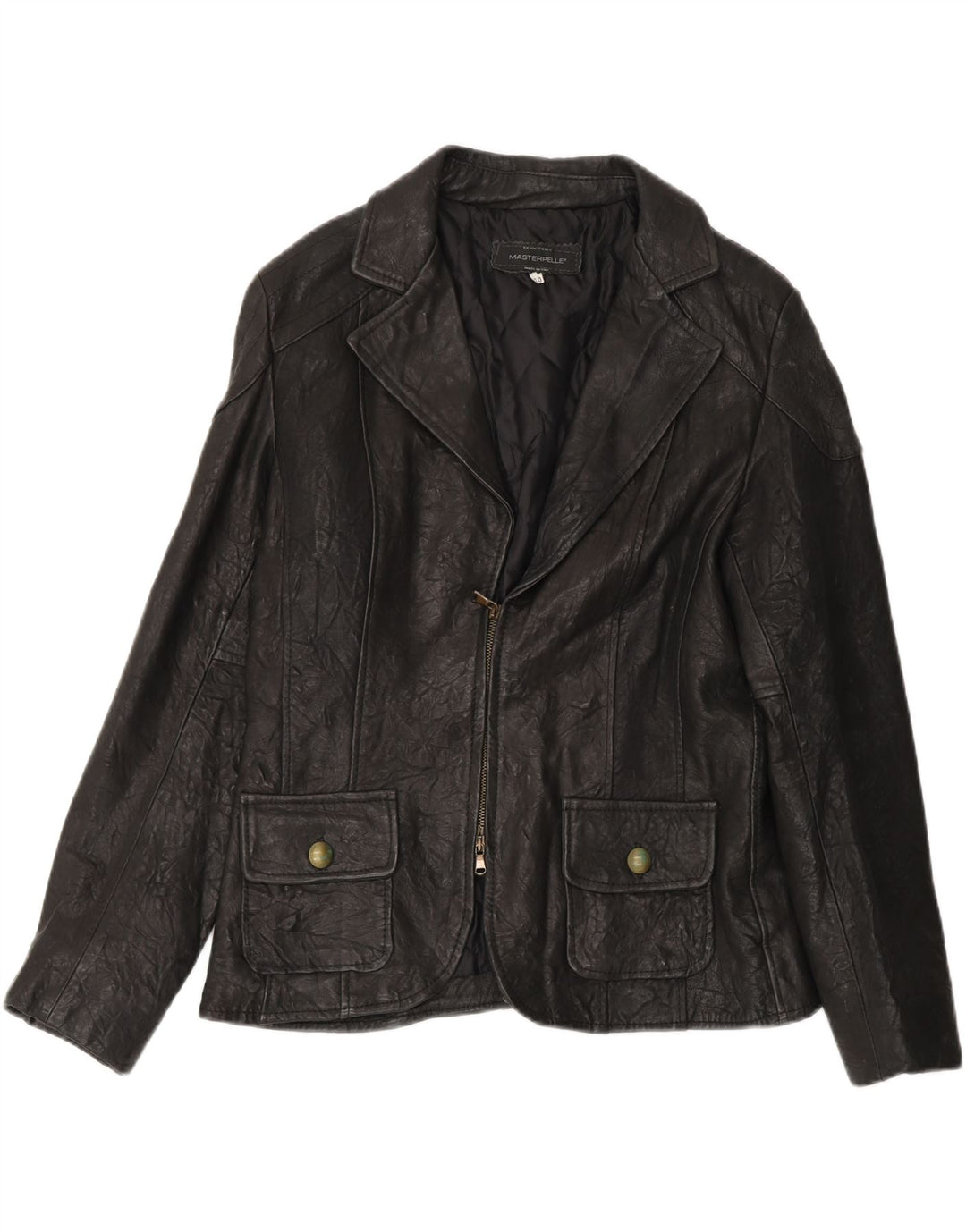 MASTERPELLE Womens Leather Jacket IT 50 XL Black Patchwork Leather Vintage Masterpelle and Second-Hand Masterpelle from Messina Hembry 