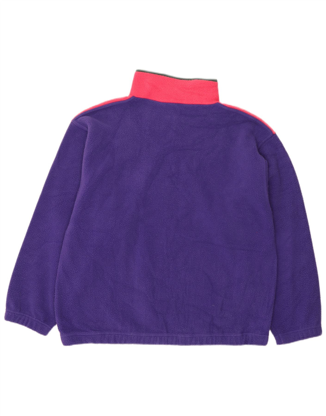 Maglione in pile da uomo vintage con bottoni e collo XL in poliestere color block viola