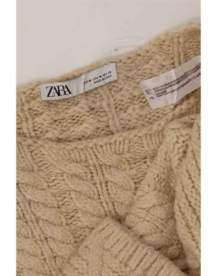 Maglione girocollo oversize corto da donna Zara UK 14 Beige medio