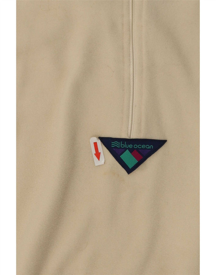 Felpa vintage da uomo in velluto con zip e collo, maglione, grande, in poliestere beige