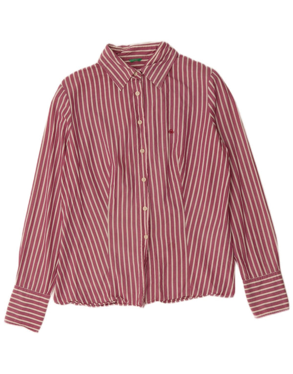Camicia da donna Benetton UK 16 cotone a righe grandi rosa