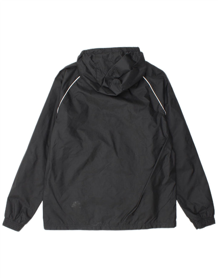 ADIDAS Boys Hooded Rain Jacket 13-14 Years Black Nylon