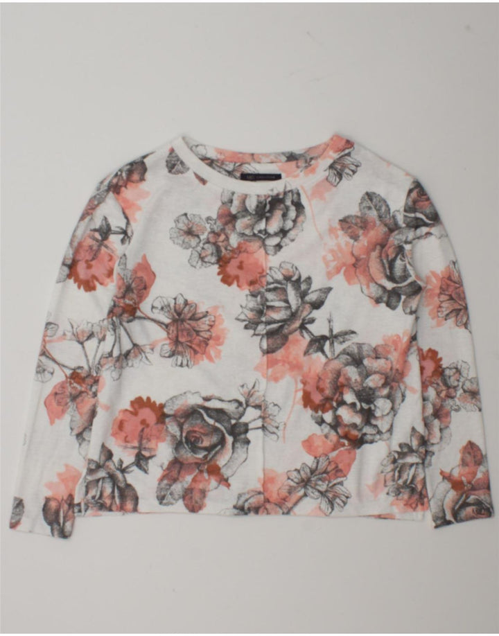 Marks & Spencer Top oversize da donna a maniche lunghe UK 10 Small White Floral