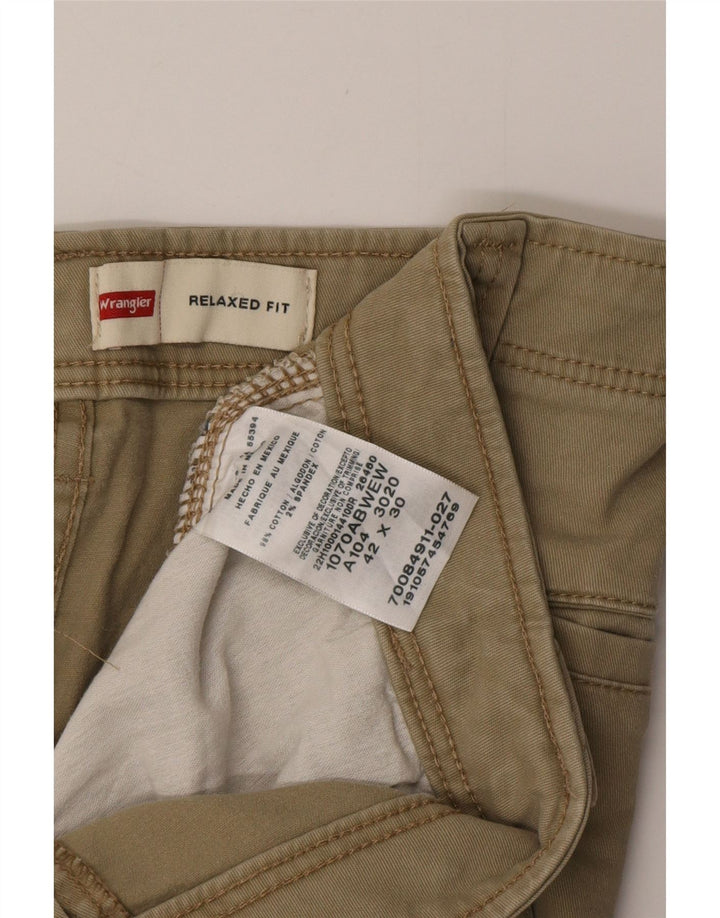 Pantaloni cargo da uomo dalla vestibilità comoda WRANGLER W42 L30 cotone kaki