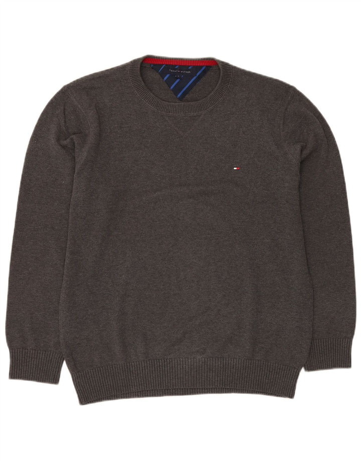 TOMMY HILFIGER Maglione maglione girocollo da uomo grande cotone grigio