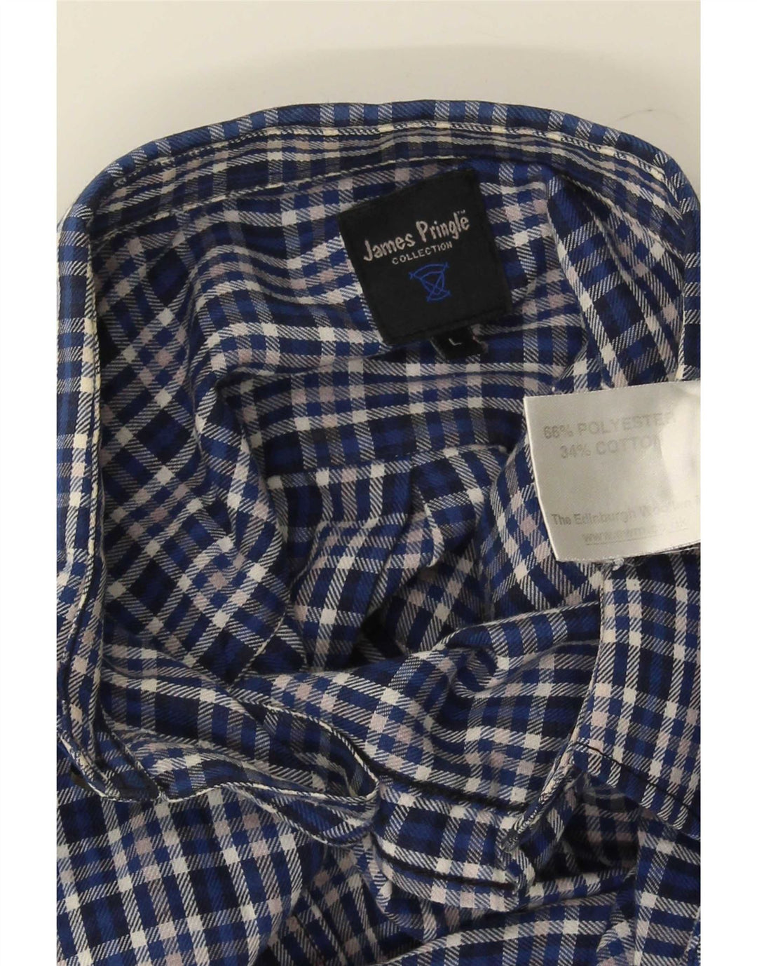 Camicia da uomo in flanella James Pringle, poliestere a quadri grandi blu