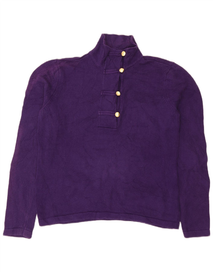 Maglione da donna Chaps con collo a bottoni, UK 18 XL, cotone viola