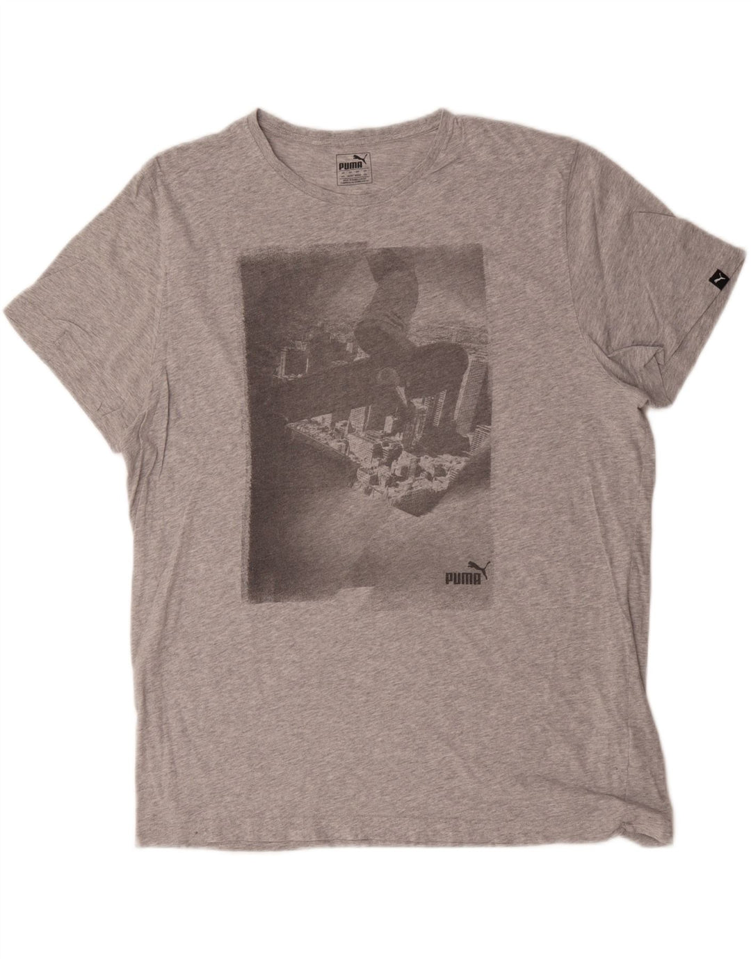 T-shirt grafica da uomo Puma Top 2XL in cotone grigio