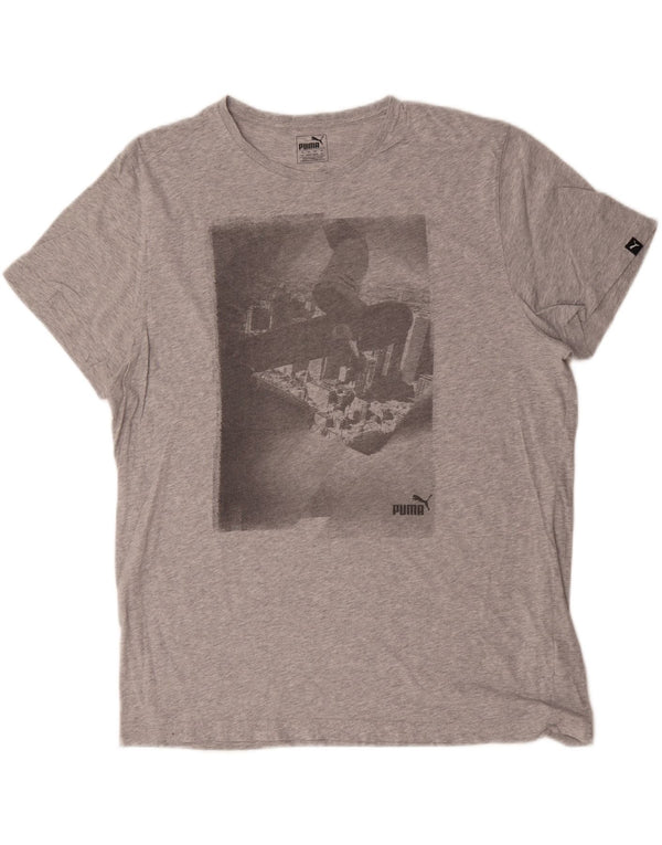 T-shirt grafica da uomo Puma Top 2XL in cotone grigio
