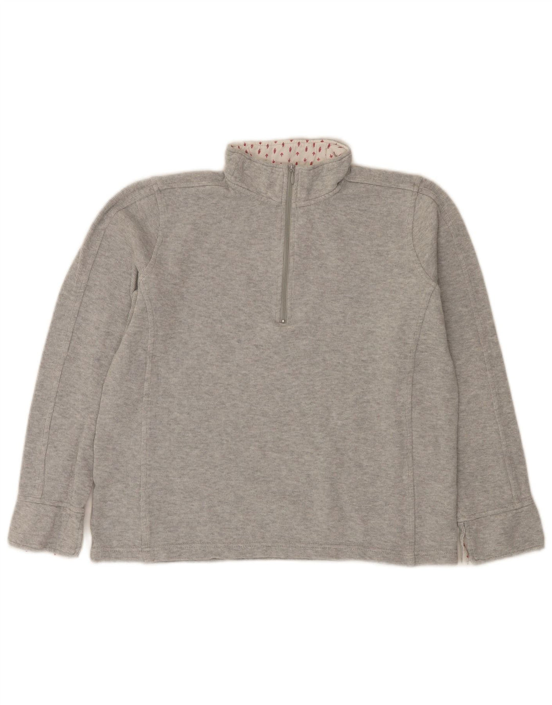 Felpa da donna con collo con zip Orvis, maglione, UK 14, cotone grigio medio