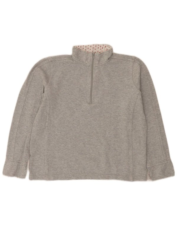 Felpa da donna con collo con zip Orvis, maglione, UK 14, cotone grigio medio