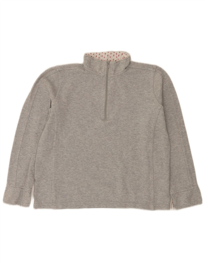 Felpa da donna con collo con zip Orvis, maglione, UK 14, cotone grigio medio