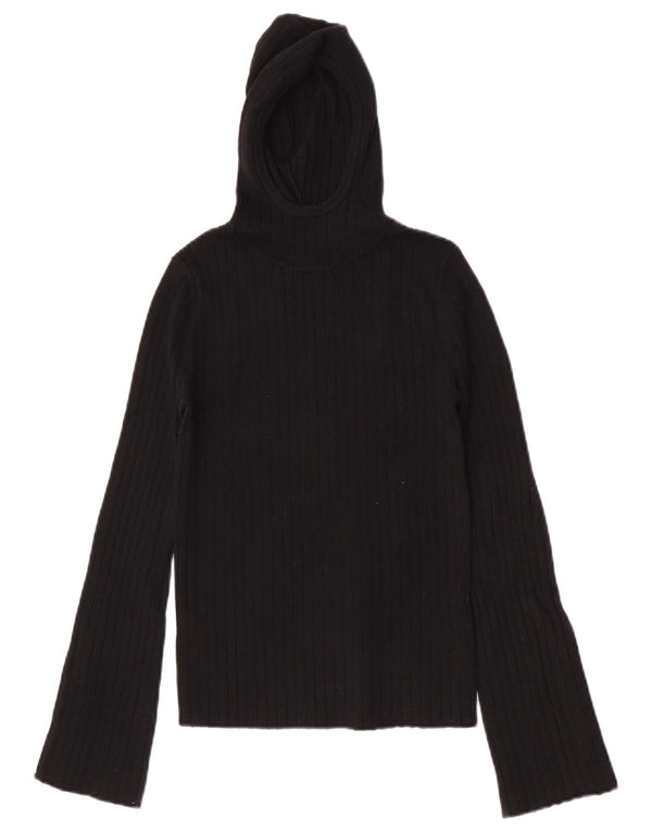 Zara Womens Hooded Jumper Sweater UK 8 Small Black Viscose