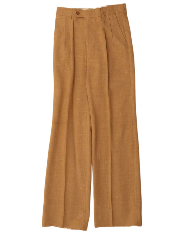 Pantaloni da abito vintage da donna con pedge IT 42 medio W26 L32 viscosa beige
