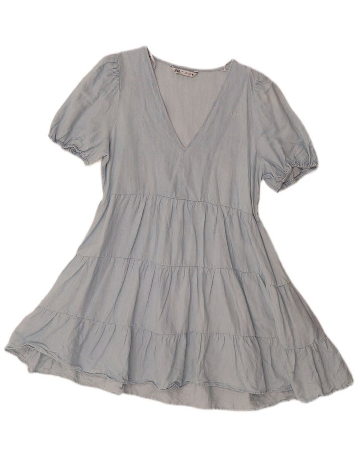 Abito a strati da donna Zara UK 10 piccolo in cotone blu