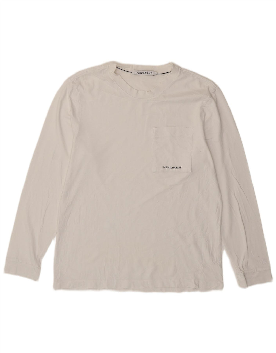 Calvin Klein Jeans Top da uomo a maniche lunghe grande bianco