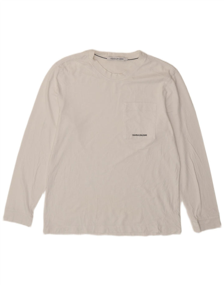 Calvin Klein Jeans Top da uomo a maniche lunghe grande bianco