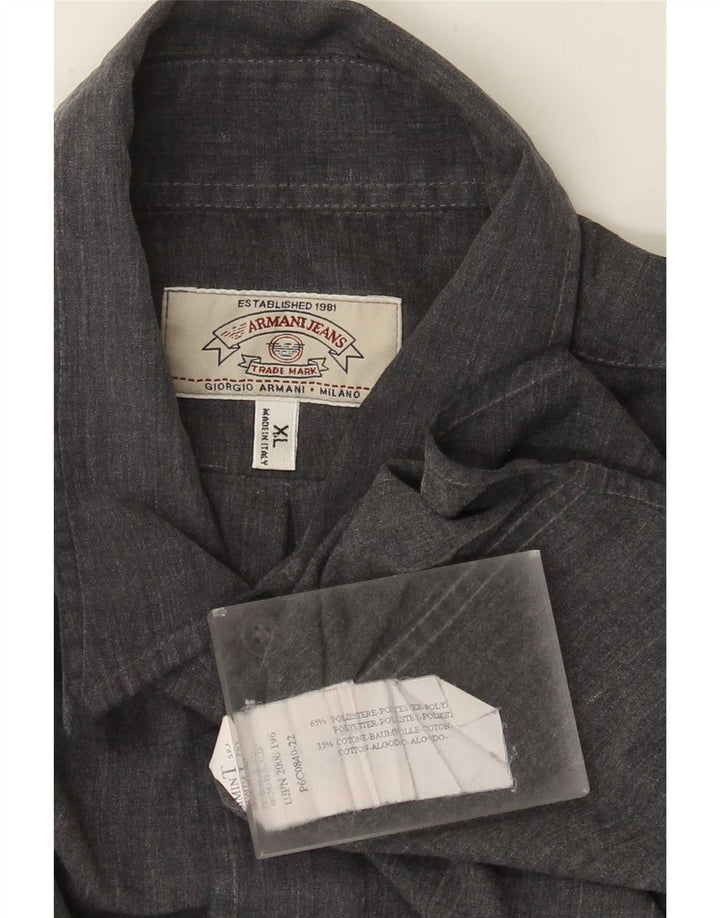 Camicia Armani Jeans Uomo XL Poliestere Grigio