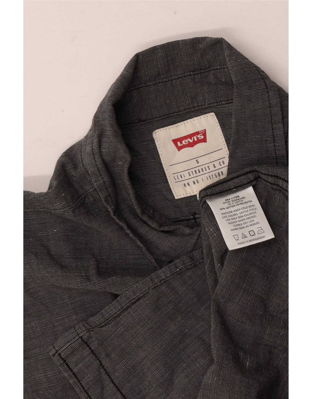 Levi's Camicia a maniche corte da uomo piccola in cotone screziato grigio