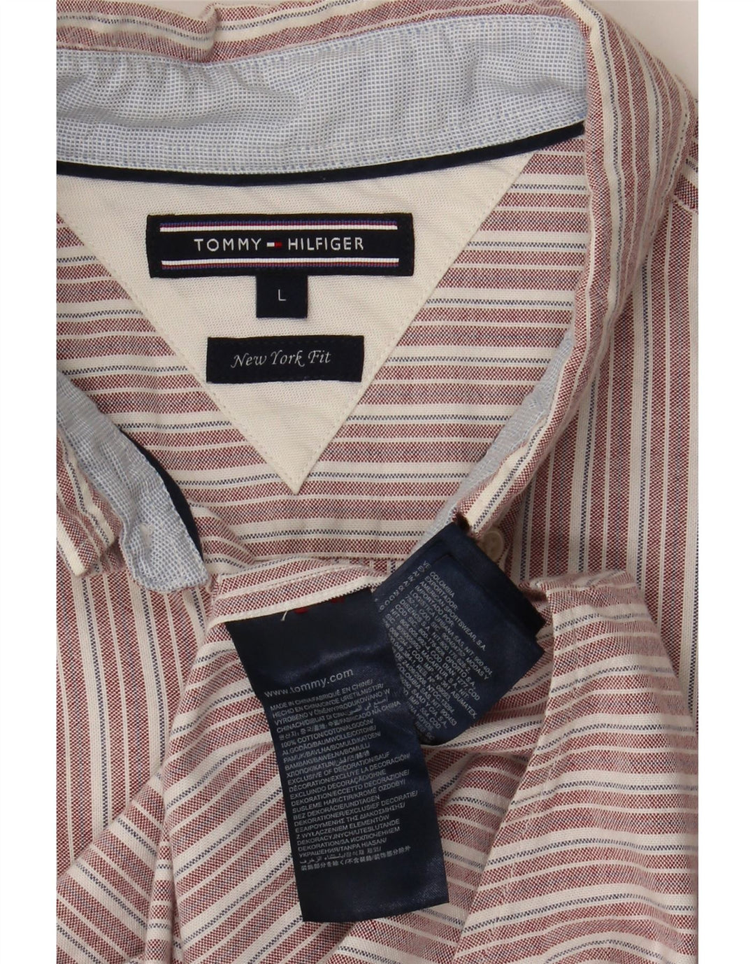 Camicia da uomo Tommy Hilfiger grande cotone a righe rosse