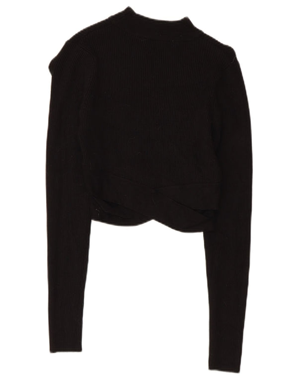 Top corto da donna Zara a maniche lunghe UK 8 piccolo in viscosa nera