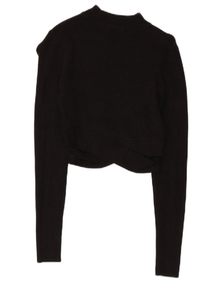 Top corto da donna Zara a maniche lunghe UK 8 piccolo in viscosa nera