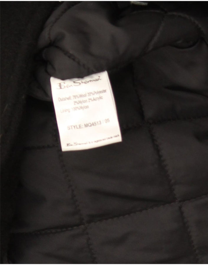 Giacca Parka da uomo con cappuccio Ben Sherman UK 40 Large Black Wool