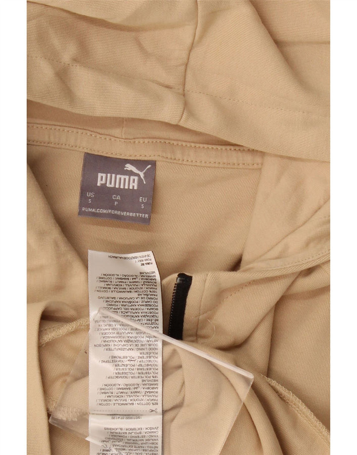 Felpa con cappuccio da uomo Puma con zip e collo, piccola, in cotone beige