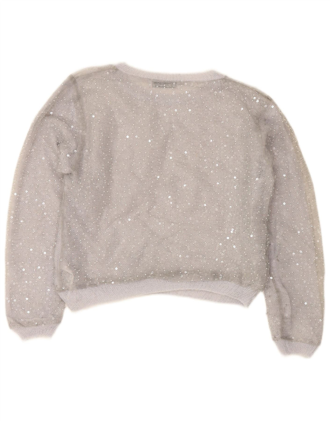 ZARA Womens Crop Boat Neck Jumper Sweater UK 16 Large Grey Polyester