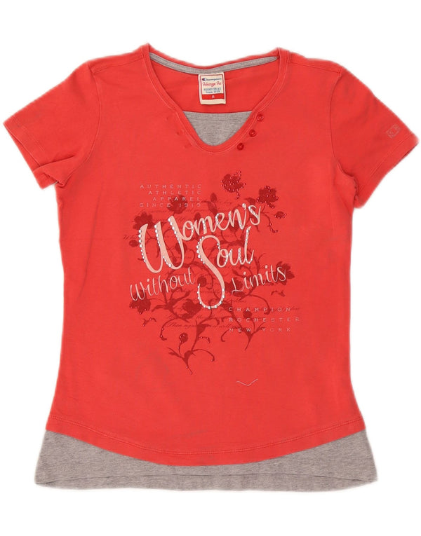 T-shirt grafica Champion da donna Heritage Fit UK 12 rossa media