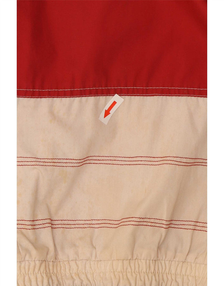 Giacca a vento vintage da uomo con cappuccio UK 44 2XL Poliestere color block rosso