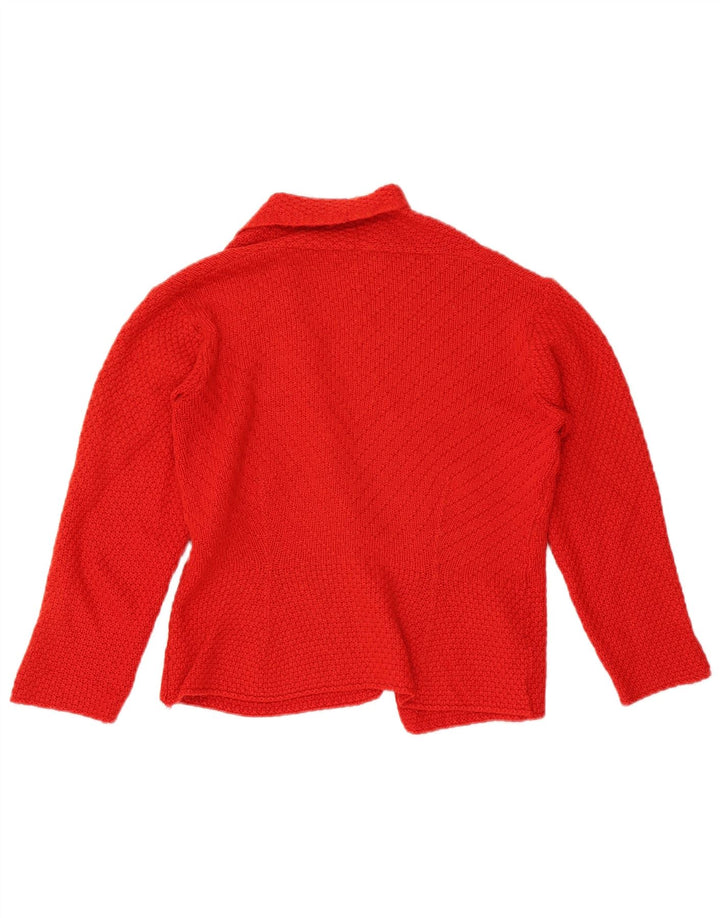Maglione cardigan aperto corto da donna Marks & Spencer UK 10 piccolo in lana rossa