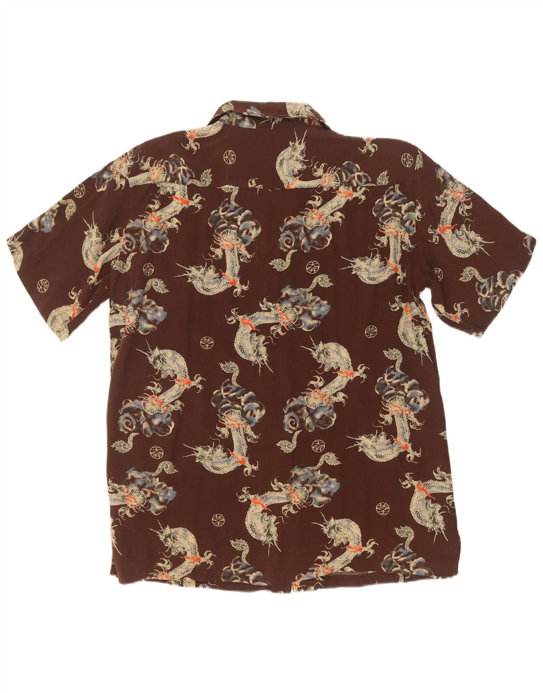 Camicia a maniche corte da uomo con motivo astratto Exsezon grande marrone