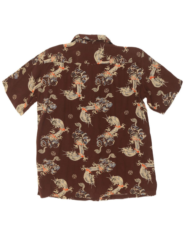 Camicia a maniche corte da uomo con motivo astratto Exsezon grande marrone