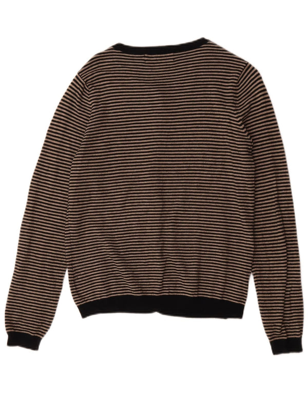 Maglione cardigan da donna Zara UK 14 grande gessato marrone