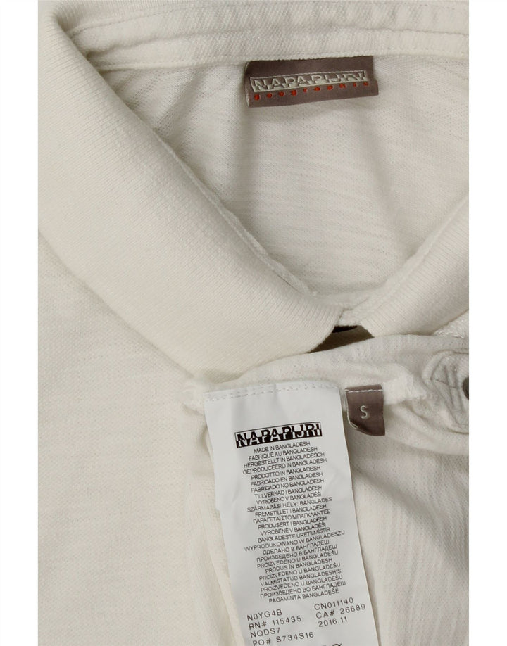 Polo geografica da uomo NAPAPIJRI piccola in cotone bianco