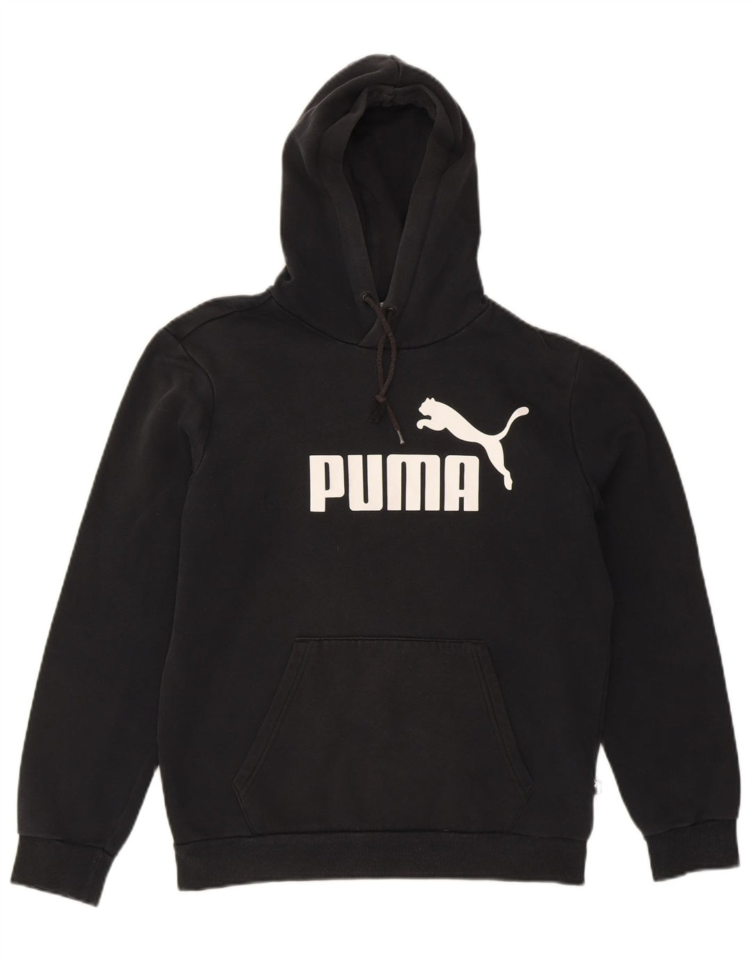 PUMA Mens Graphic Hoodie Jumper Small Black Cotton