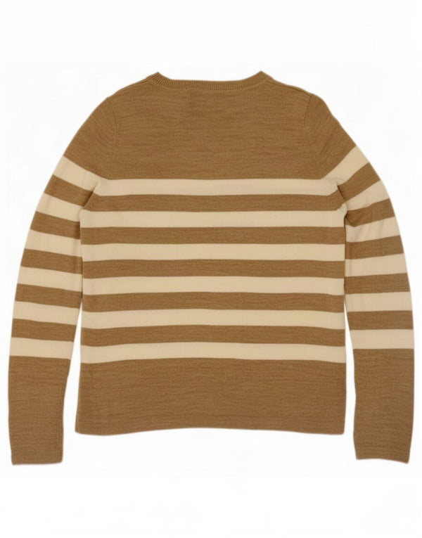 Maglione maglione con scollo a barca da donna Marks & Spencer UK 12 a righe beige medio