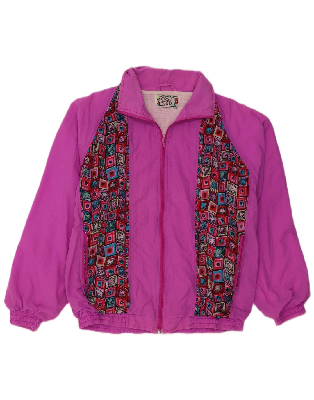 Giacca da tuta da uomo Orso Poeta in nylon geometrico rosa medio