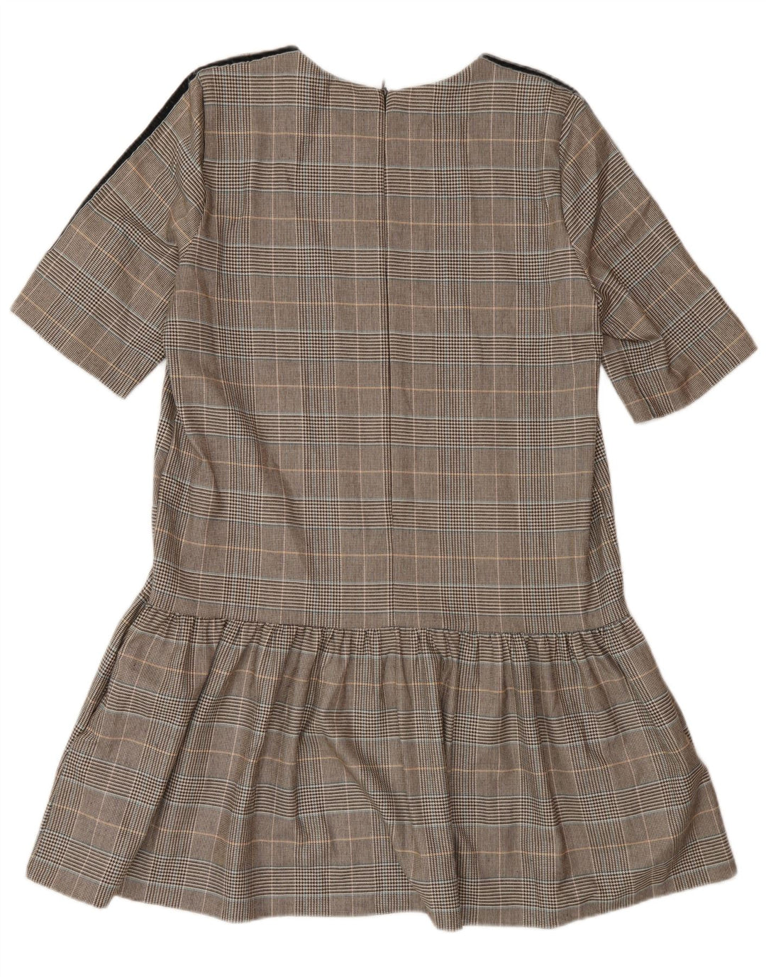 Abito a trapezio da donna Zara UK 16 Poliestere a quadri marroni grandi
