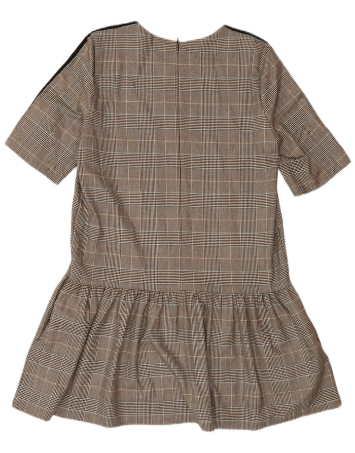 Abito a trapezio da donna Zara UK 16 Poliestere a quadri marroni grandi