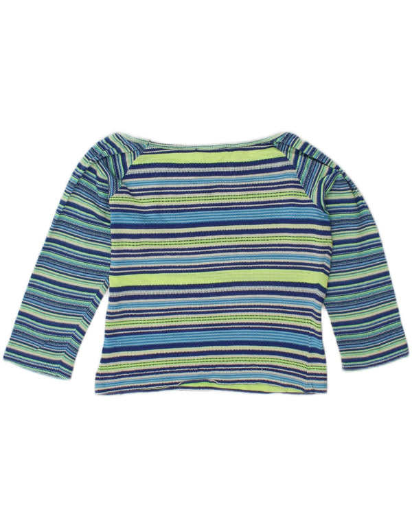 MARELLA Womens Crop Top 3/4 Sleeve UK 14 Large Multicoloured Striped