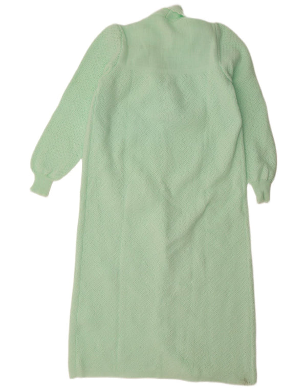 Abito vintage da donna in maglia in maglia UK 18 XL verde floreale
