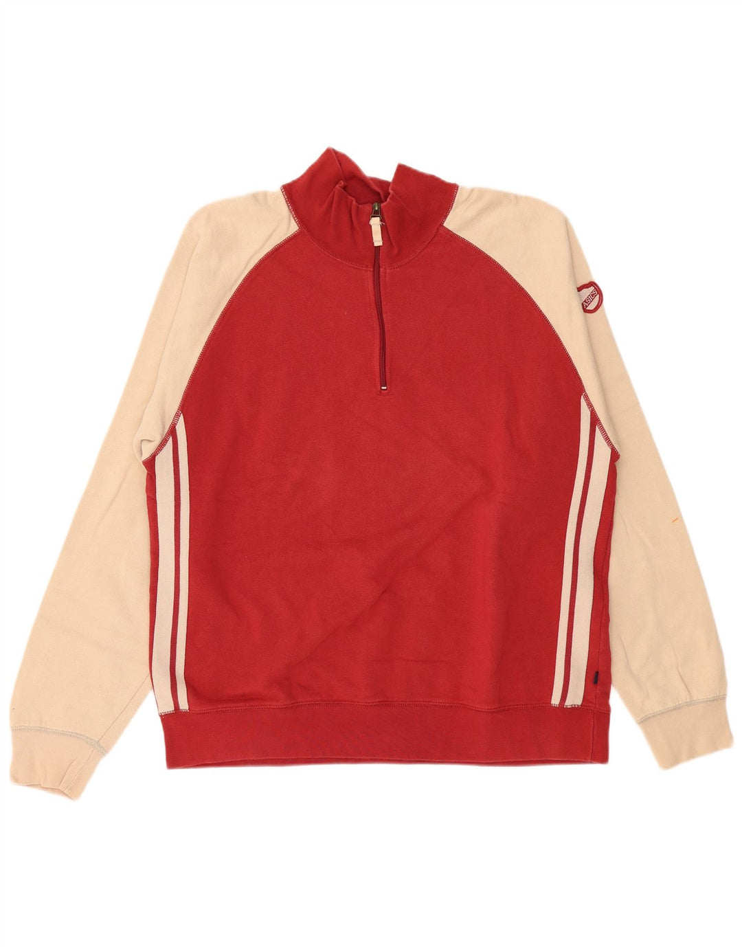 Felpa ASICS da uomo con zip e collo, maglione 2XL, cotone color block rosso
