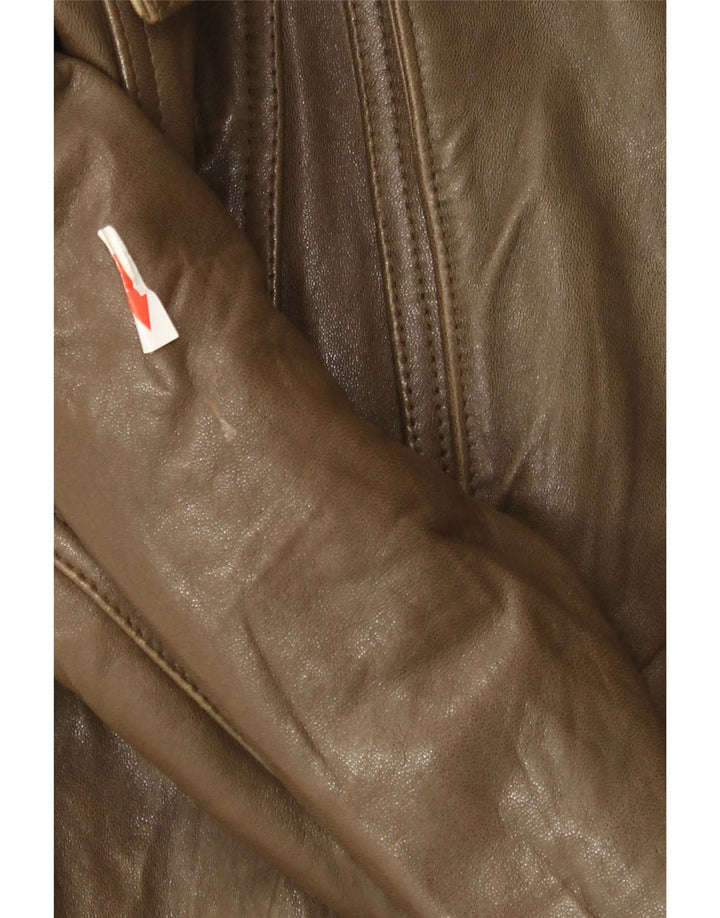 Giacca in pelle vintage da uomo IT 50 grande in pelle marrone