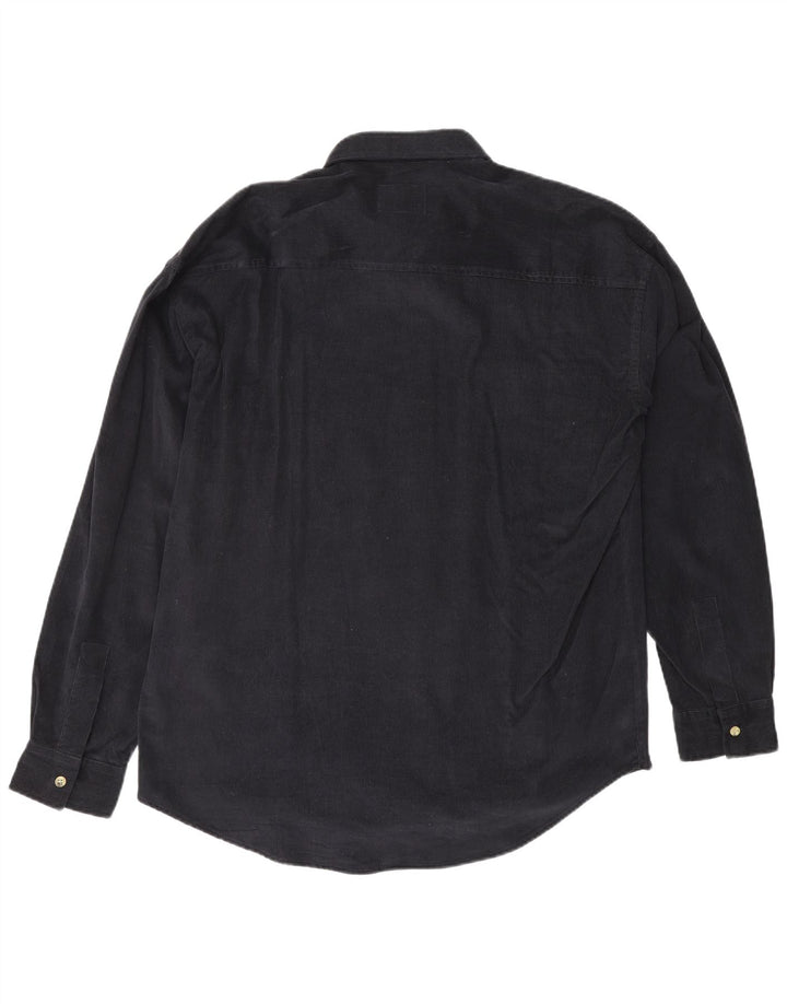 BRUGI Camicia alta da uomo in velluto a coste medio blu navy in acrilico